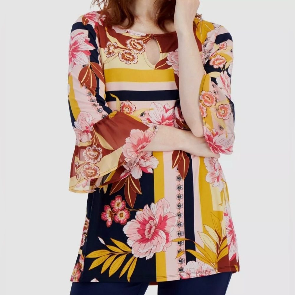 NWT JM Collection Floral Tunic Top